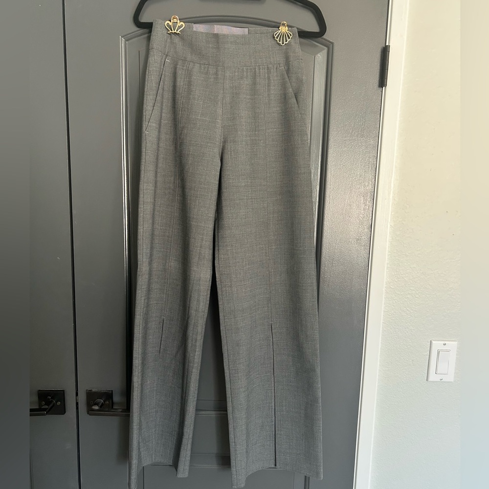 Epoque front slit gray wide leg pant